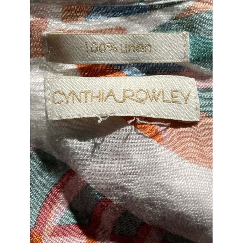 Cynthia Rowley Linen Tunic Shirt Tropical Print Swim Cover Up OS - Picture 7 of 7